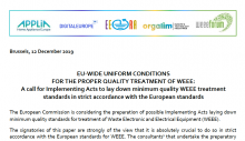 Joint industry messages on EU-wide uniform conditions for the proper quality treatment of WEEE